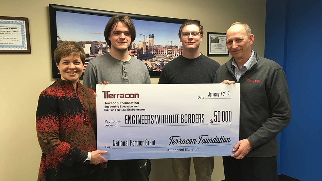 Terracon presents $50,000 grant to Engineers Without Borders