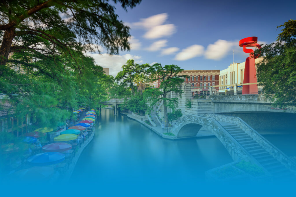 San Antonio, Texas, USA cityscape at the Riverwalk.