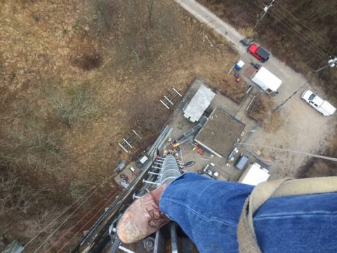 looking down from cell tower